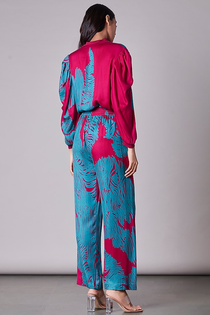Pink & Turquoise Printed Shirt by Saaksha & Kinni at Pernia's Pop Up Shop