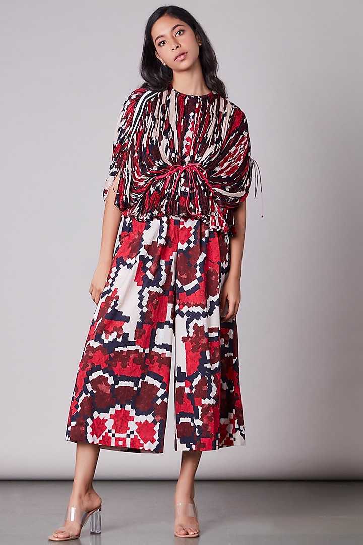 Multi-Colored Ikat Printed High-Waisted Culottes by Saaksha & Kinni