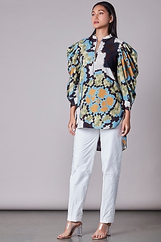 Multi-Colored Blouse With Ikat Print by Saaksha & Kinni