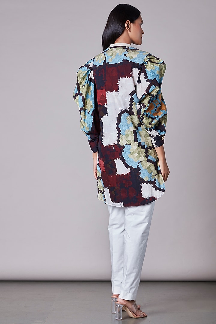 Multi-Colored Blouse With Ikat Print by Saaksha & Kinni at Pernia's Pop Up Shop