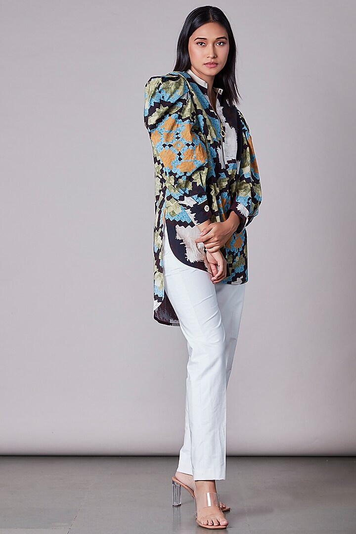 Multi-Colored Blouse With Ikat Print by Saaksha & Kinni at Pernia's Pop Up Shop