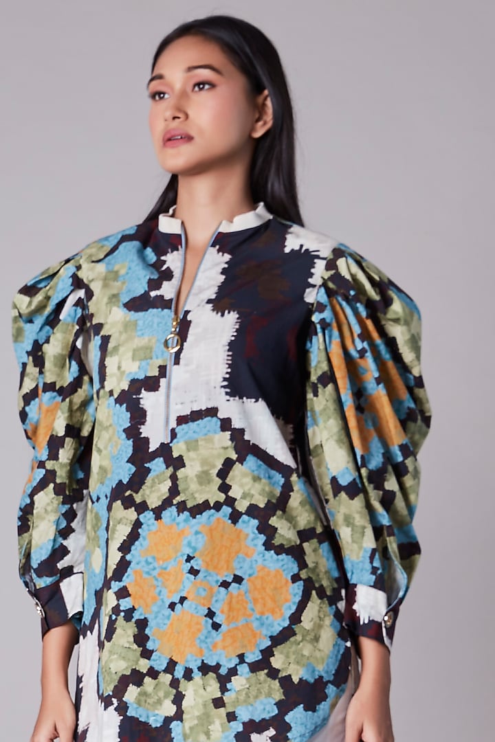 Multi-Colored Blouse With Ikat Print by Saaksha & Kinni at Pernia's Pop Up Shop