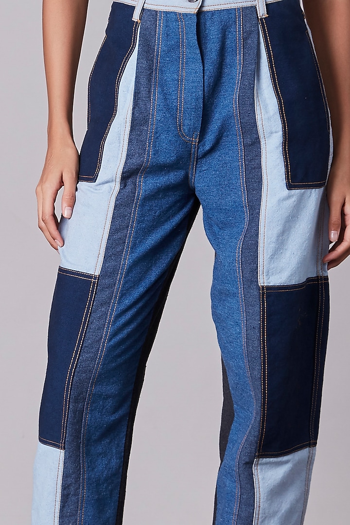 Blue Patchwork Jeans by Saaksha & Kinni