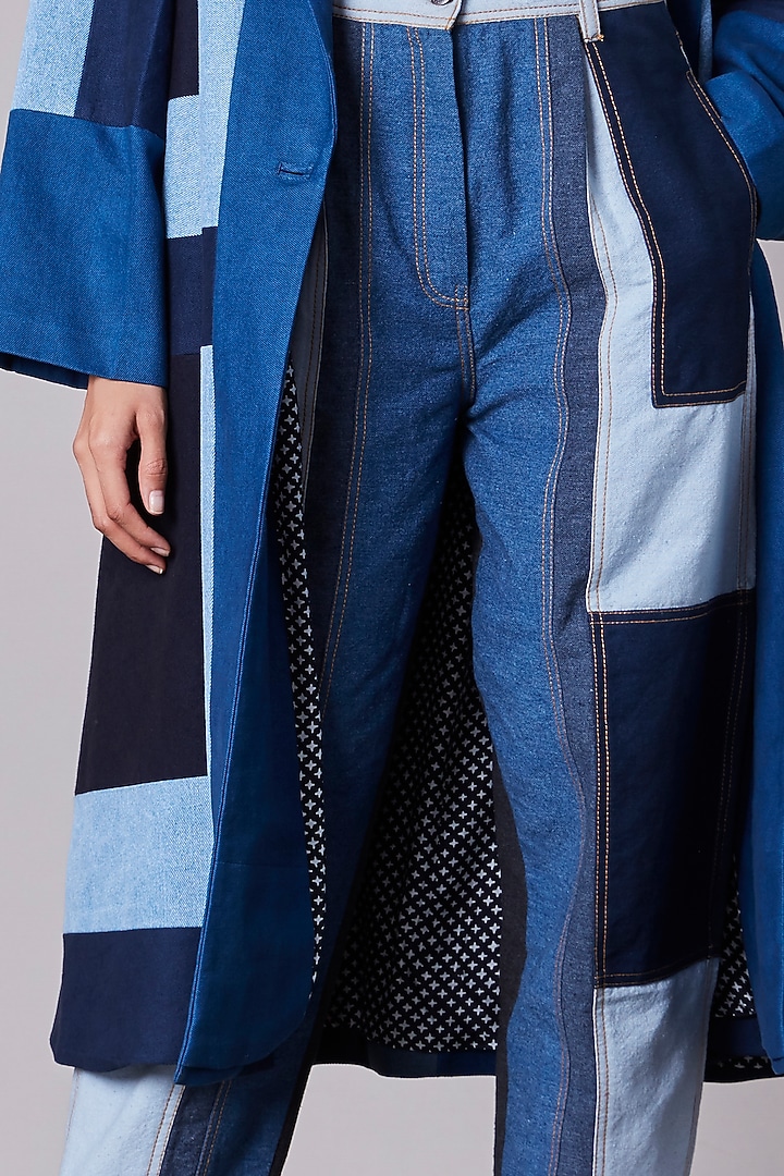 Blue Patchwork Coat by Saaksha & Kinni at Pernia's Pop Up Shop