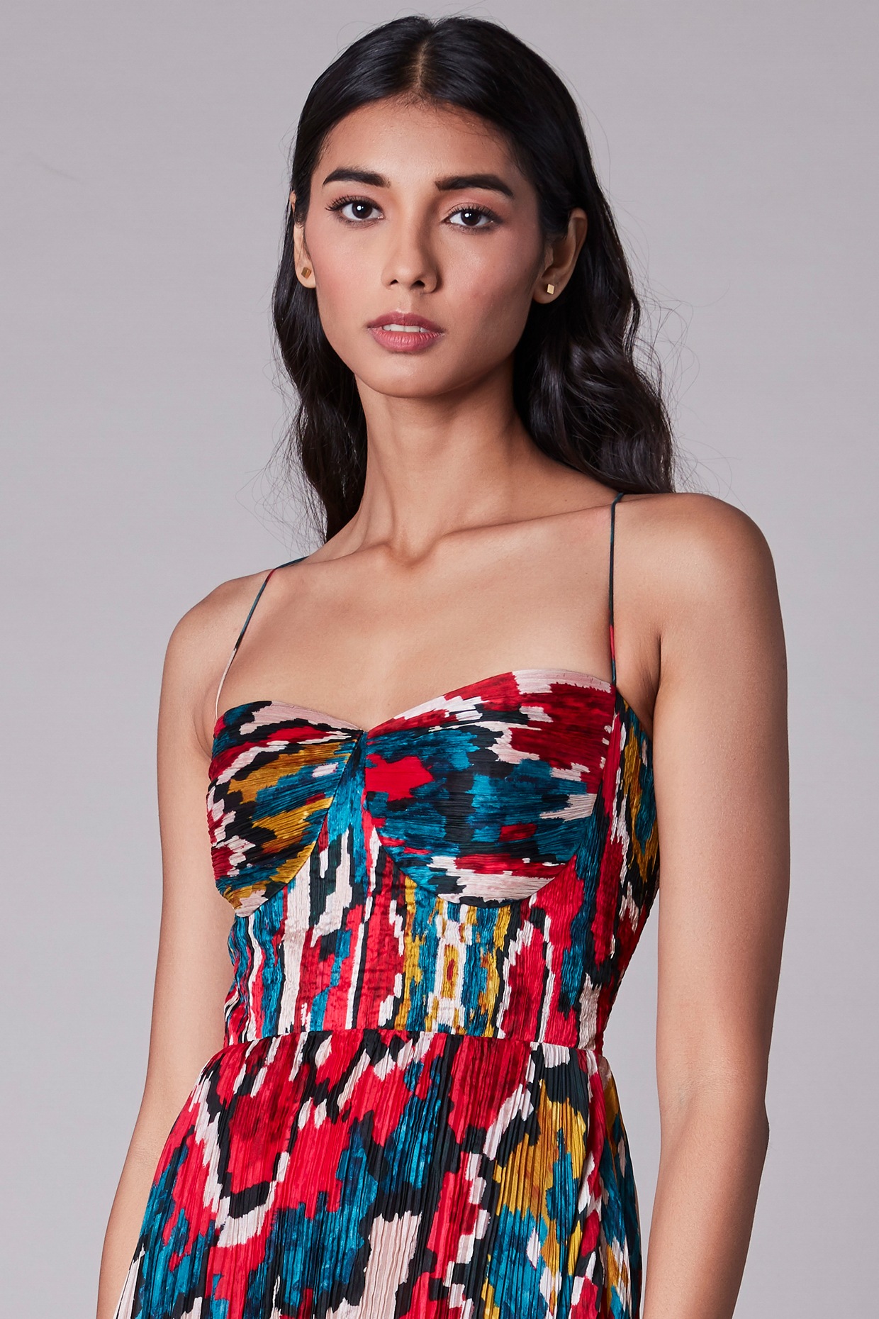 Multi-Colored Ikat Printed Maxi Dress by Saaksha & Kinni at