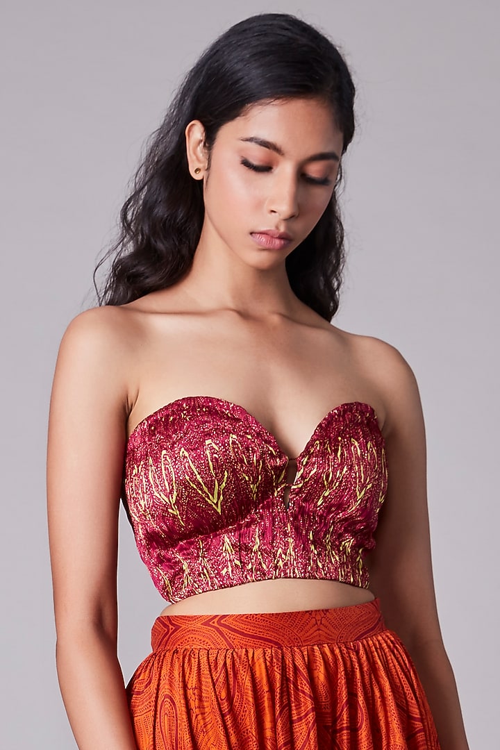 Pink Printed Bralette by Saaksha & Kinni at Pernia's Pop Up Shop
