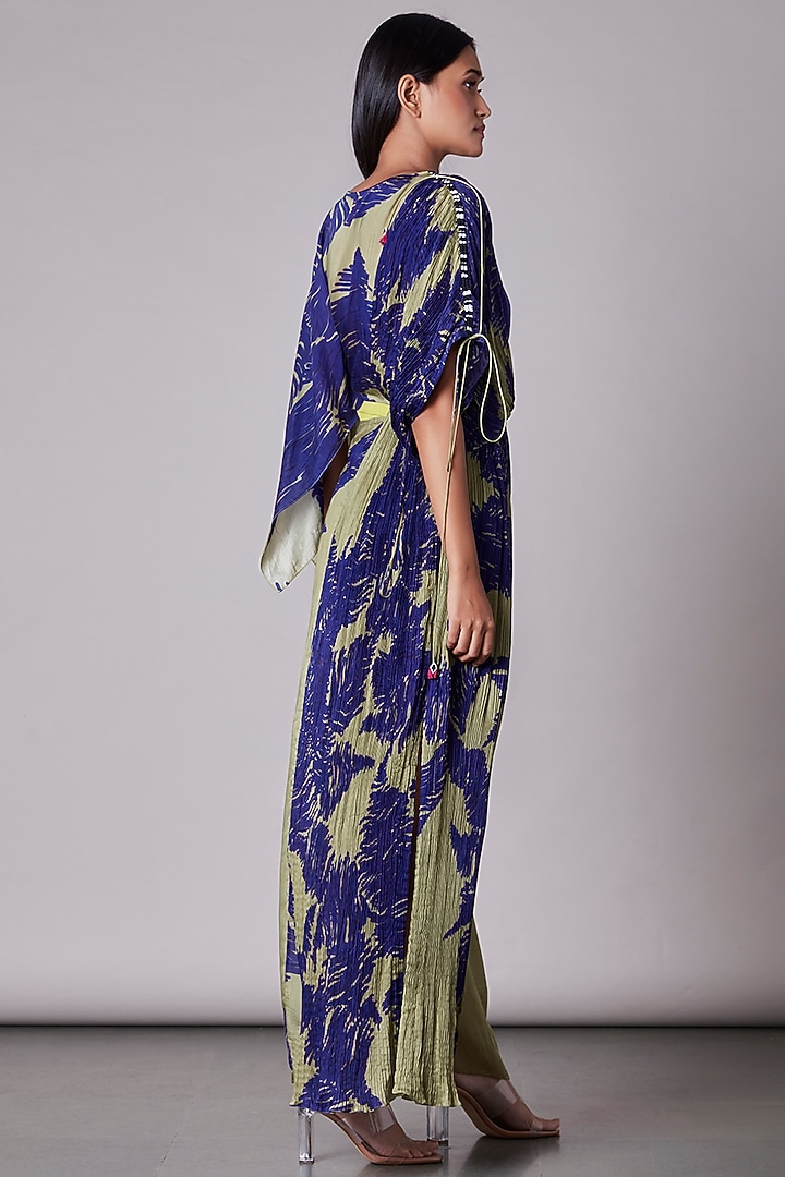 Khaki & Purple Printed Kaftan Vacation Dress by Saaksha & Kinni at Pernia's Pop Up Shop
