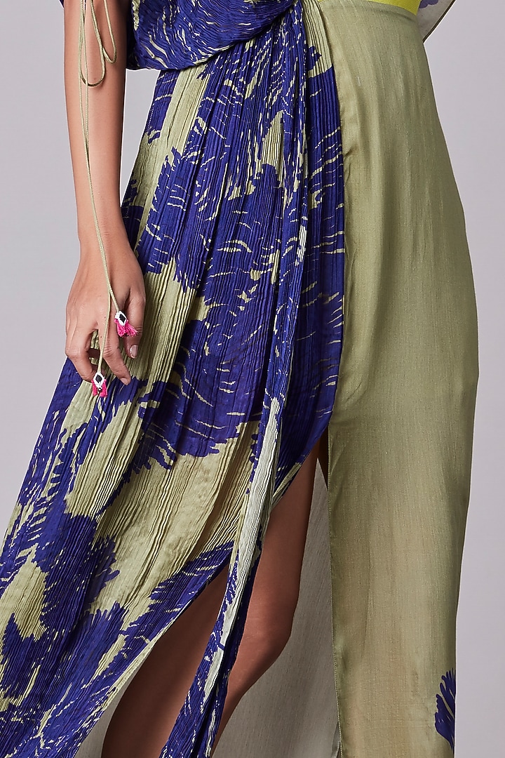 Khaki & Purple Printed Kaftan Vacation Dress by Saaksha & Kinni at Pernia's Pop Up Shop