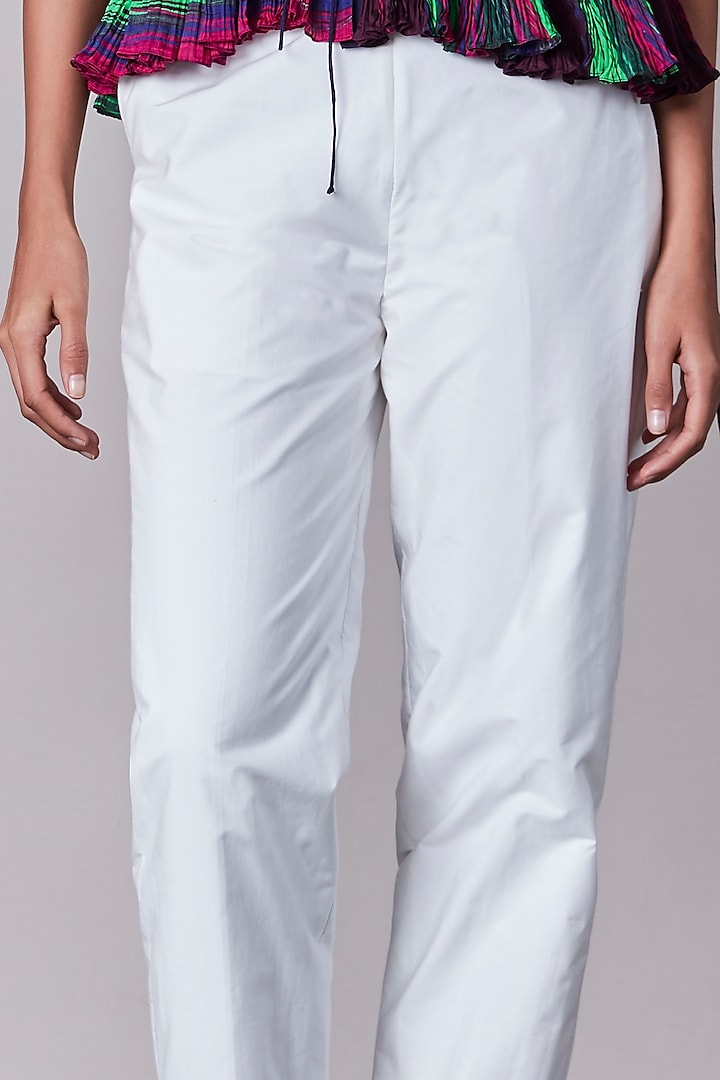 White Trousers In Poplin by Saaksha & Kinni