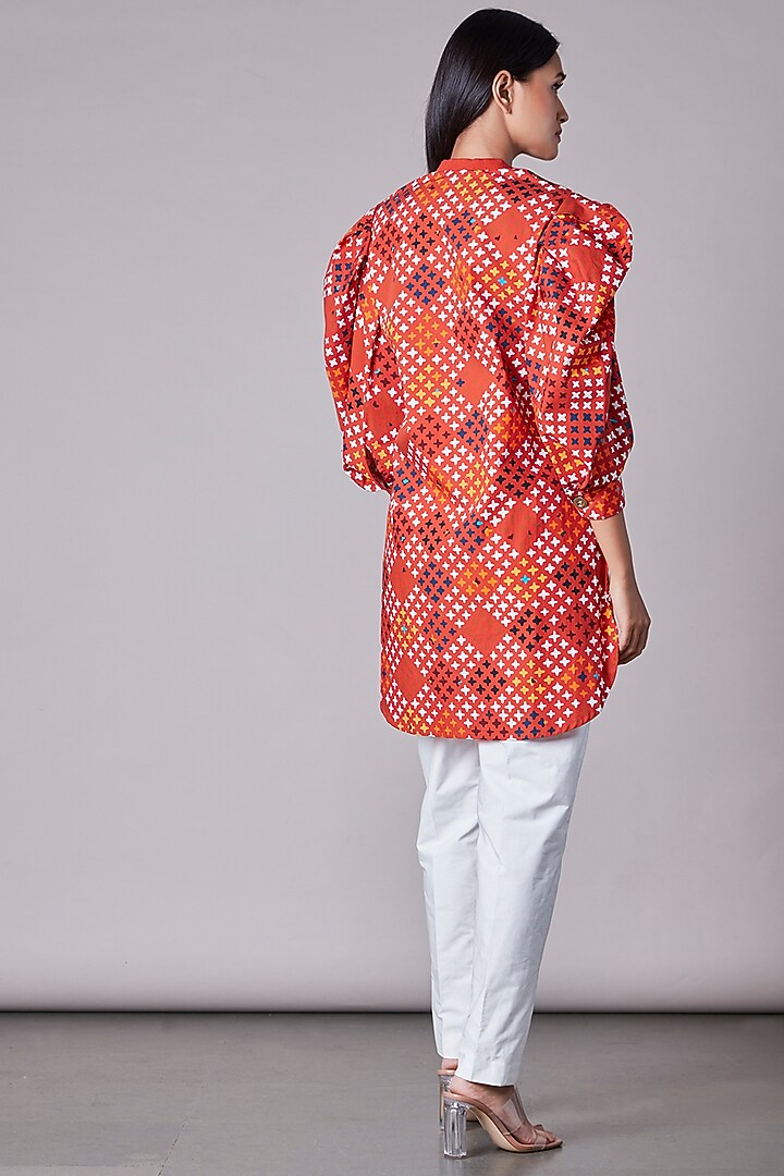 Orange Abstract Printed Blouse  by Saaksha & Kinni at Pernia's Pop Up Shop