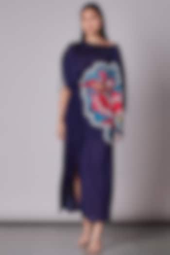 Purple Ikat Printed Kaftan Dress by Saaksha & Kinni