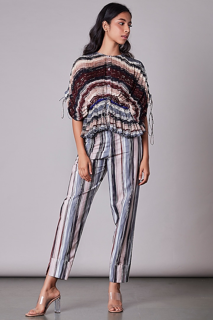 Multi-Colored Striped Trousers  by Saaksha & Kinni