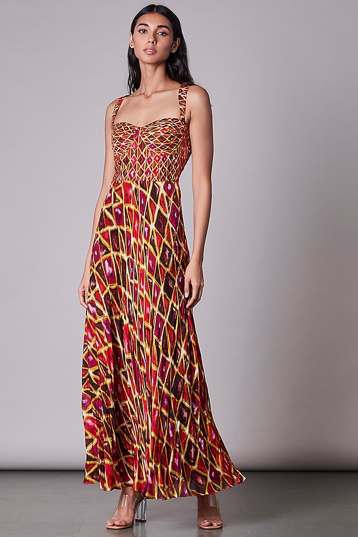 Multi-Colored Printed Maxi Dress by Saaksha & Kinni