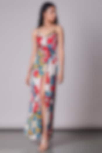 Multi-Colored Ikat Printed Overlap Dress by Saaksha & Kinni