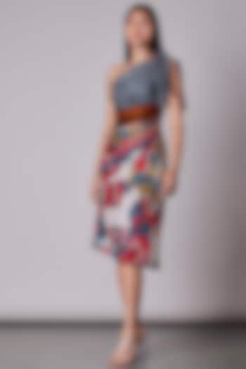 Multi-Colored Chiffon Printed Hand-Pleated Dress by Saaksha & Kinni at Pernia's Pop Up Shop