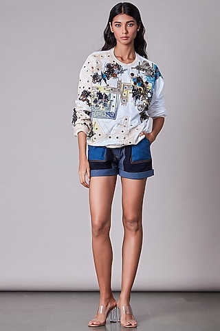 Blue Denim Shorts by Saaksha & Kinni