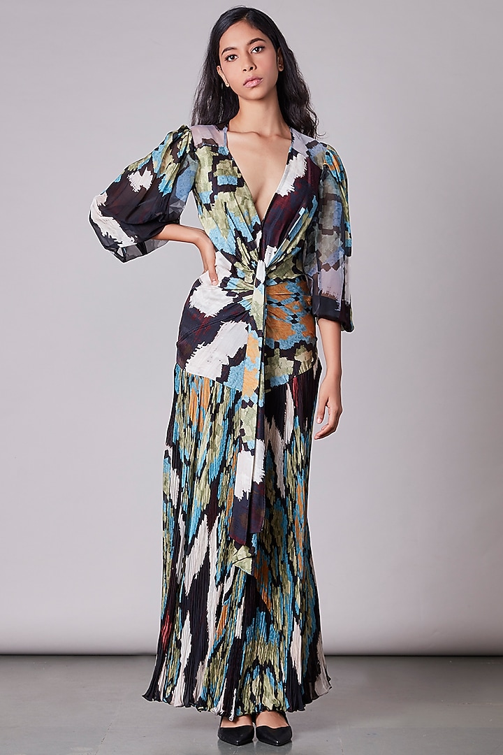 Multi-Colored Ikat Printed Dress Design by Saaksha & Kinni at Pernia's ...