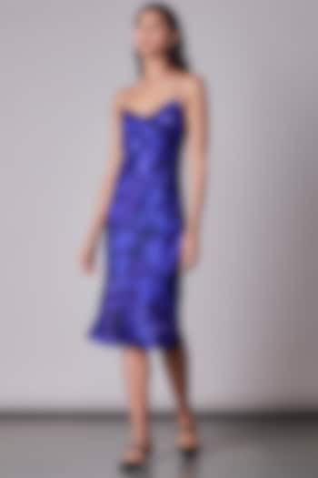 Purple Printed Slip Dress by Saaksha & Kinni