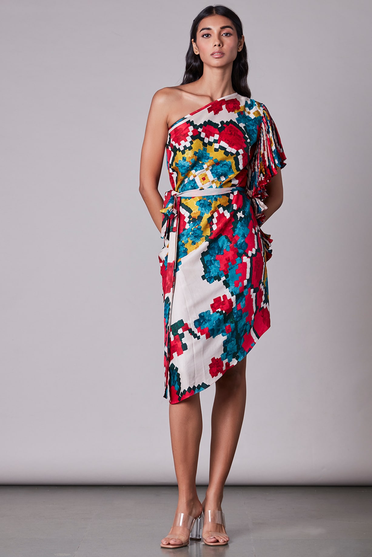 Multi-Colored Printed One-Shoulder Dress Design by Saaksha & Kinni at Pernia's  Pop Up Shop 2024