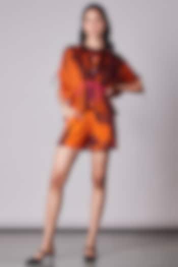 Orange Printed Kaftan Blouse by Saaksha & Kinni at Pernia's Pop Up Shop
