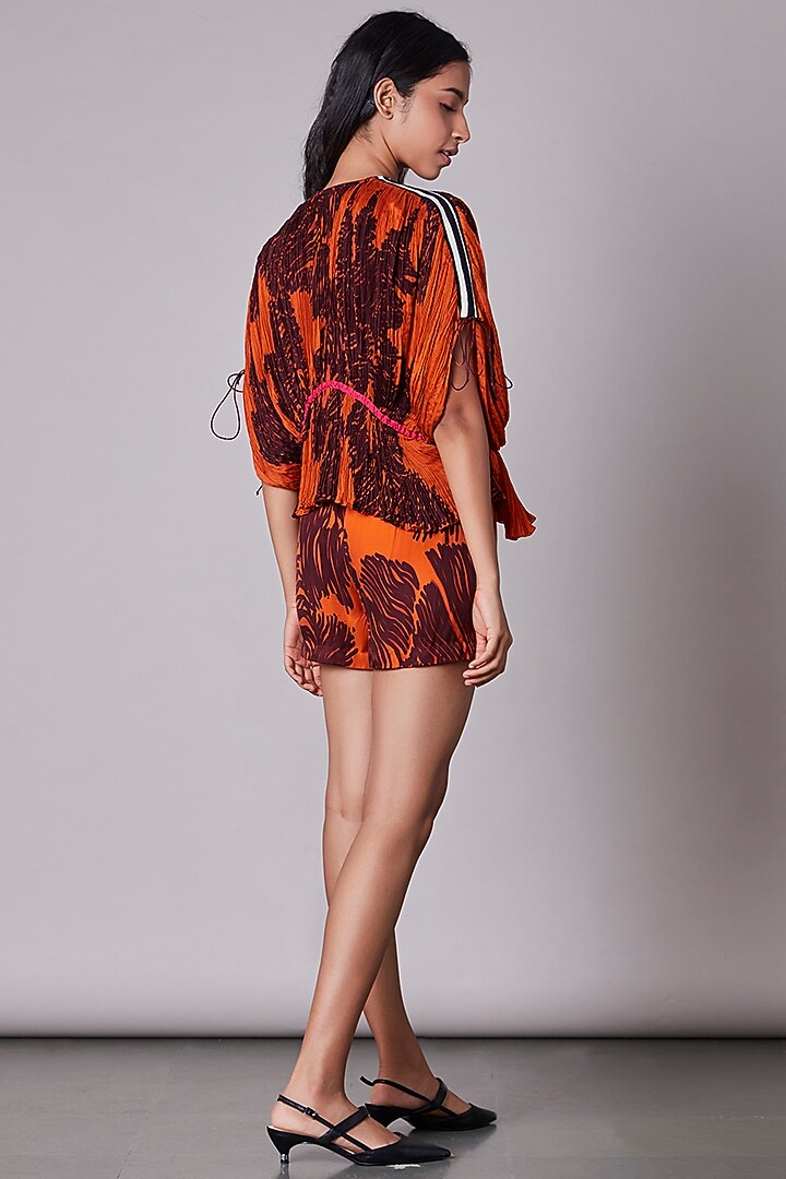 Orange Satin High-Waisted Shorts by Saaksha & Kinni at Pernia's Pop Up Shop