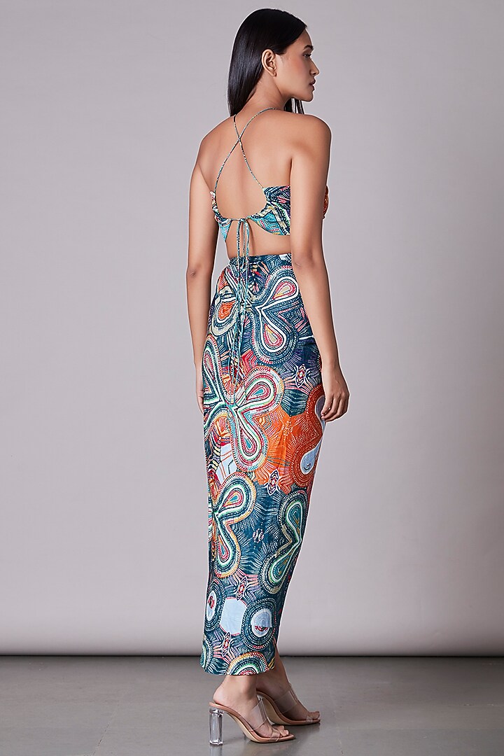 Multi-Colored Printed Wrap Skirt by Saaksha & Kinni at Pernia's Pop Up Shop