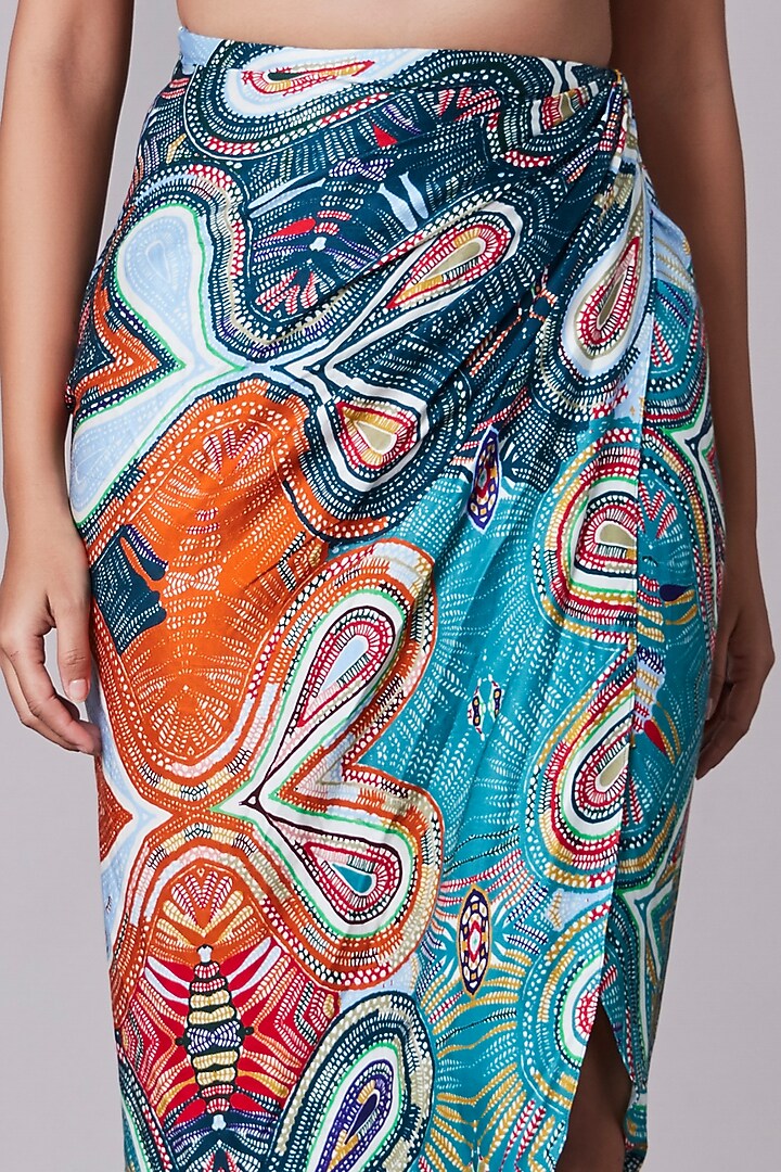 Multi-Colored Printed Wrap Skirt by Saaksha & Kinni at Pernia's Pop Up Shop
