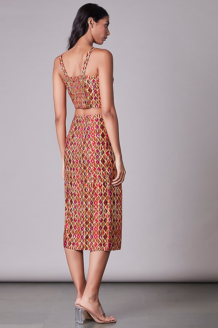 Pink & Orange Printed Bustier by Saaksha & Kinni at Pernia's Pop Up Shop