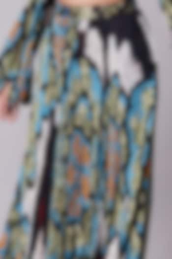 Multi-Colored Ikat Printed Hand Micro Pleated Skirt by Saaksha & Kinni