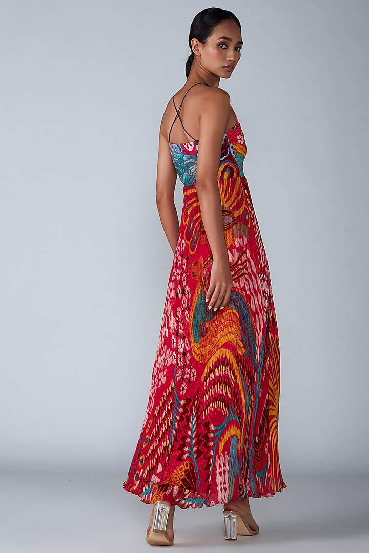 Pink Abstract Printed Vacation Dress by Saaksha & Kinni at Pernia's Pop Up Shop