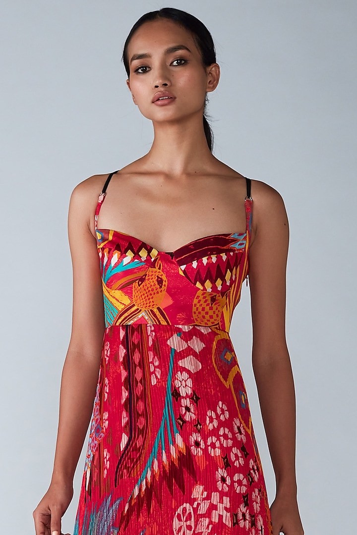 Pink Abstract Printed Vacation Dress by Saaksha & Kinni at Pernia's Pop Up Shop