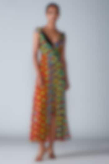 Multi-Coloured Chiffon Printed Dress by Saaksha & Kinni
