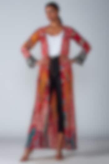 Pink Silk Printed Cape by Saaksha & Kinni at Pernia's Pop Up Shop