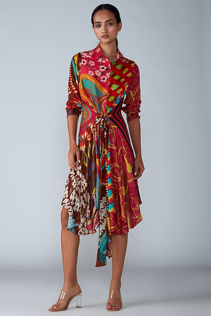 Multi-Colored Silk Printed Kurta by Saaksha & Kinni at Pernia's Pop Up Shop