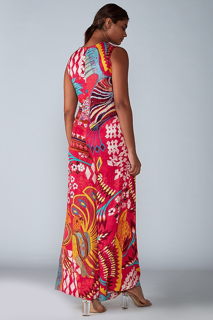 Pink Printed Jumpsuit by Saaksha & Kinni at Pernia's Pop Up Shop