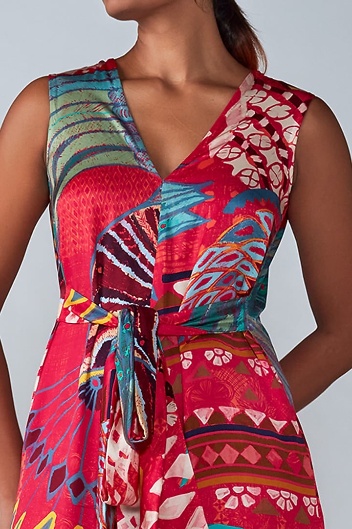 Pink Printed Jumpsuit by Saaksha & Kinni at Pernia's Pop Up Shop