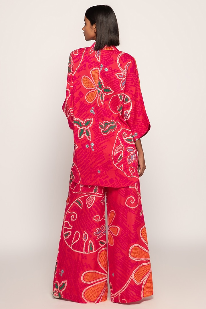 Pink & Orange Cambric Bandhani Printed Co-Ord Set by Saaksha & Kinni at Pernia's Pop Up Shop