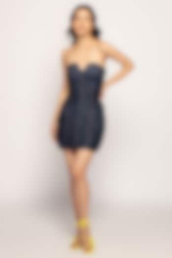 Dark Blue Denim Mini Vacation Dress by Saaksha & Kinni at Pernia's Pop Up Shop