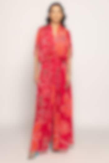 Pink & Orange Cotton Silk Bandhani Printed Kaftan by Saaksha & Kinni at Pernia's Pop Up Shop