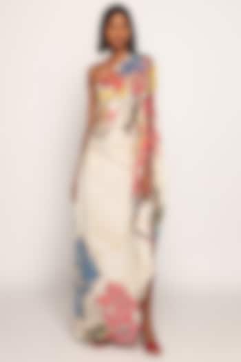 Ivory Silk Bandhani Printed Kaftan by Saaksha & Kinni at Pernia's Pop Up Shop