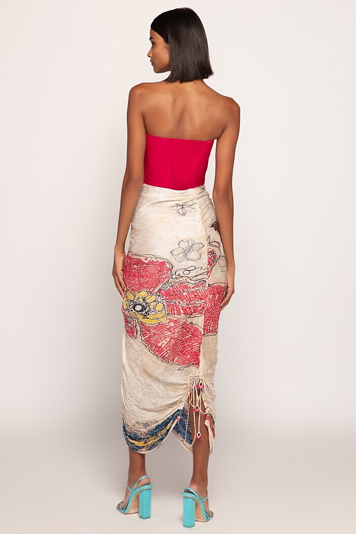 Pink & Ivory Cotton Silk Bandhani Printed Vacation Dress by Saaksha & Kinni at Pernia's Pop Up Shop