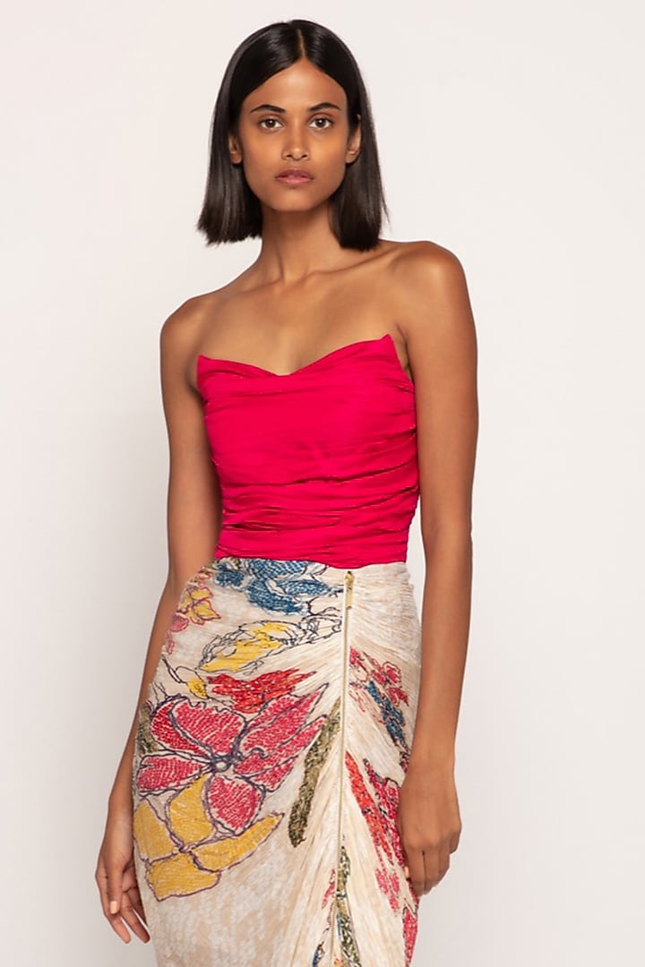 Pink & Ivory Cotton Silk Bandhani Printed Vacation Dress by Saaksha & Kinni at Pernia's Pop Up Shop