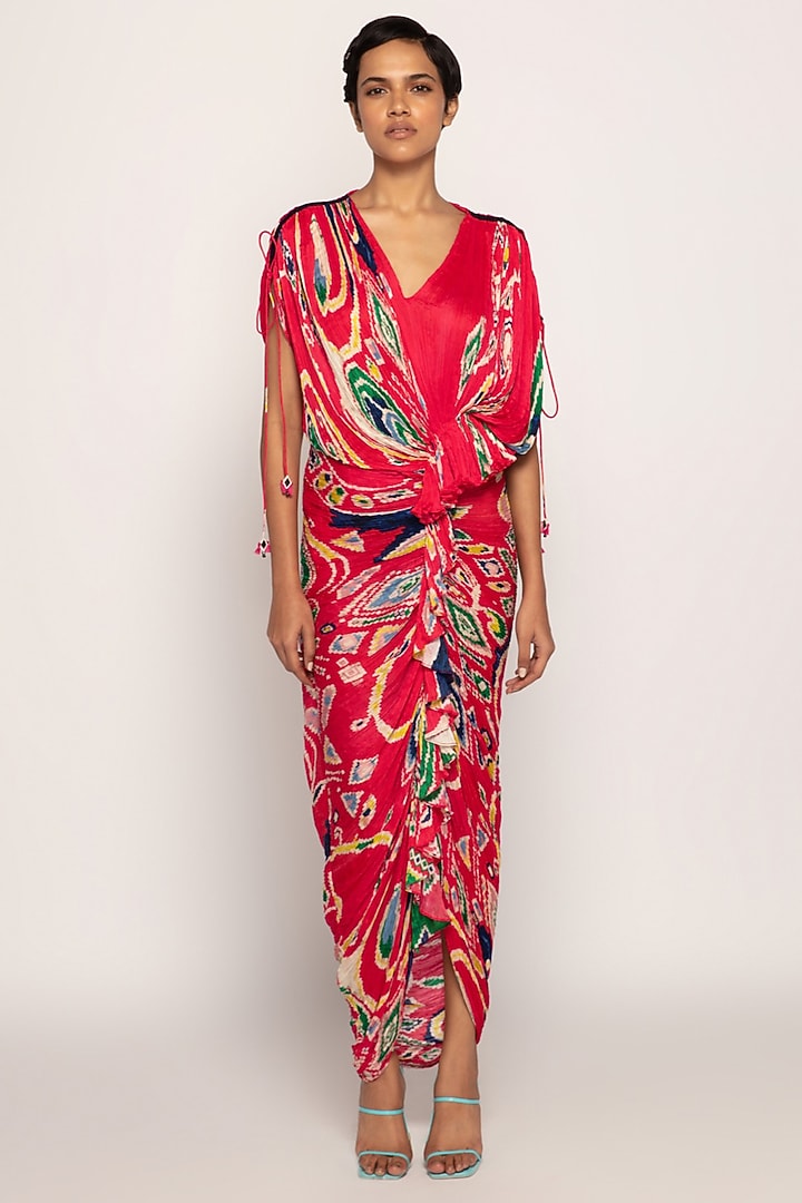 Hot Pink Cotton Silk Paisley Printed Maxi Vacation Dress by Saaksha & Kinni at Pernia's Pop Up Shop