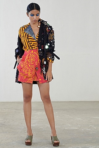 Black Embroidered Jacket Set by Saaksha & Kinni