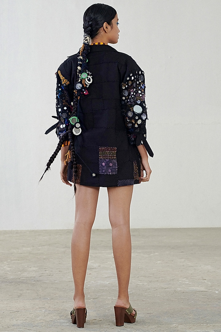 Black Embroidered Jacket Set by Saaksha & Kinni at Pernia's Pop Up Shop