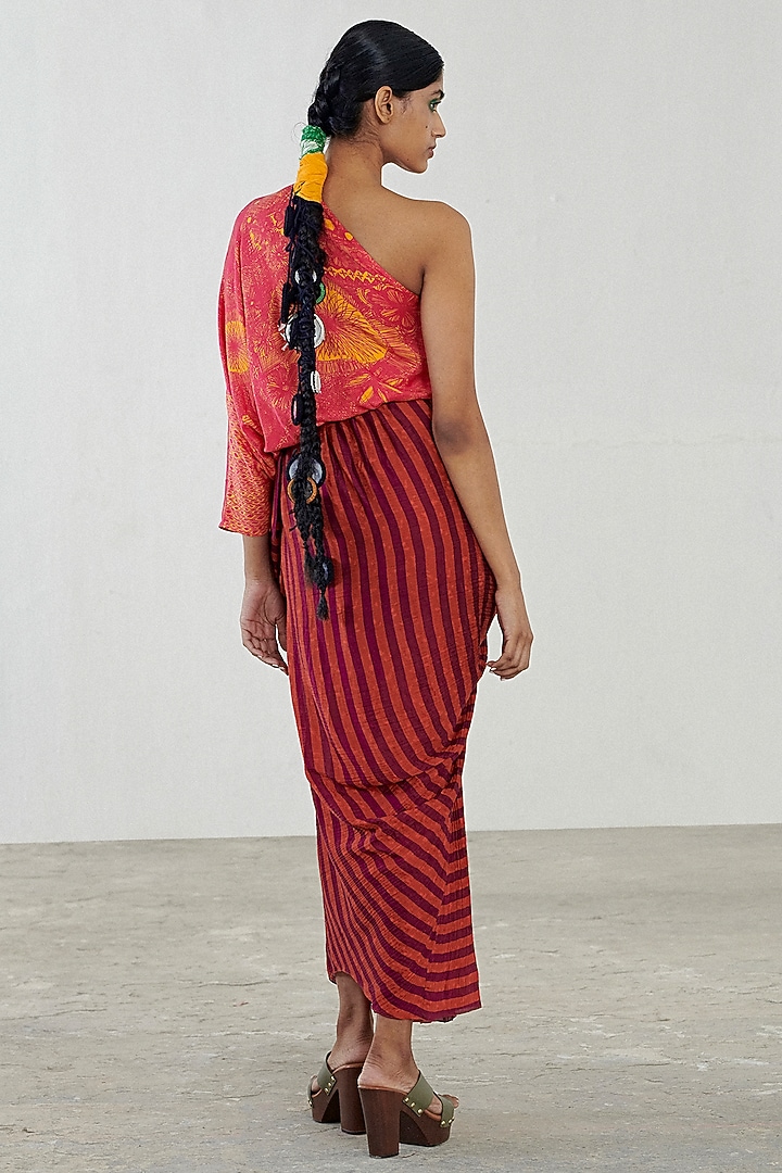 Pink & Wine Dress With Belt by Saaksha & Kinni at Pernia's Pop Up Shop