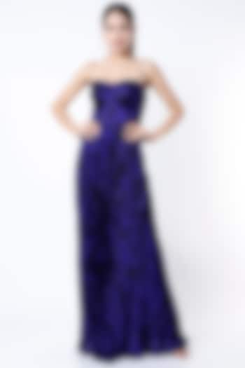 Clear Purple Printed Maxi Dress by Saaksha & Kinni