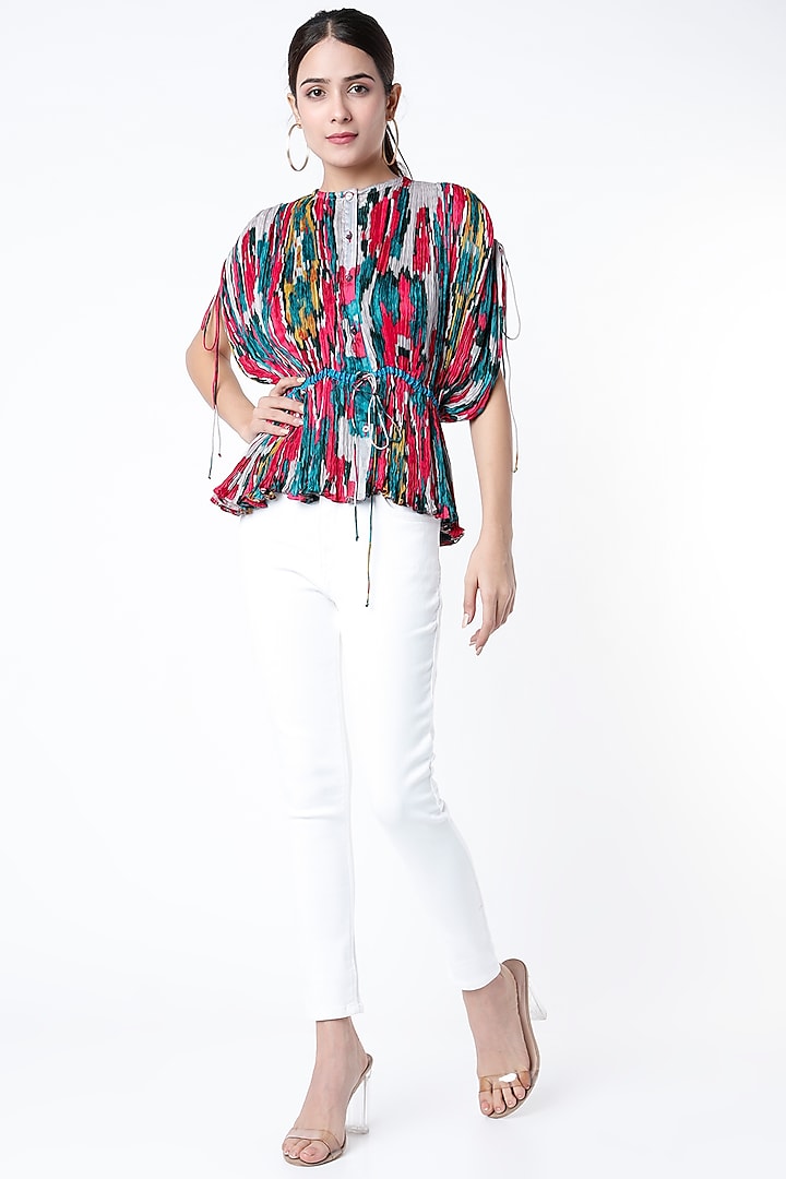 Multi Colored Digital Printed Kaftan Blouse by Saaksha & Kinni at Pernia's Pop Up Shop