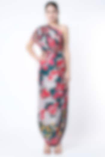 Multi Colored Micro Pleated Saree Dress by Saaksha & Kinni