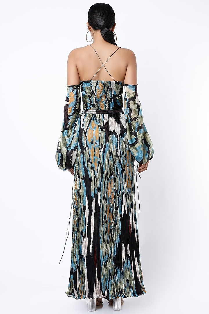 Multi-Colored Printed Micro-Pleated Bustier by Saaksha & Kinni at Pernia's Pop Up Shop